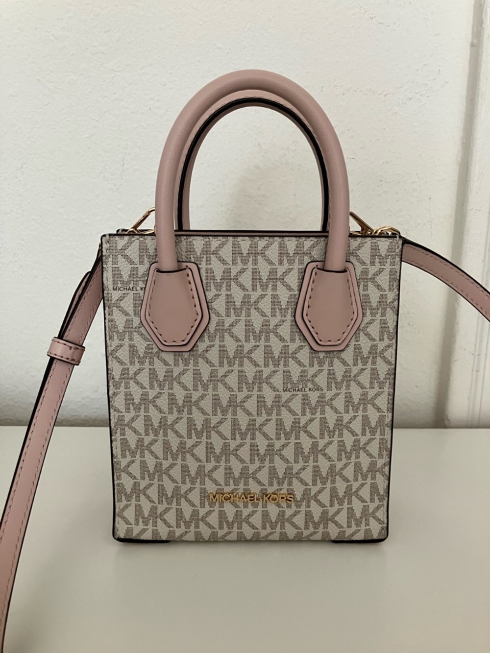 MK Michael Kors Mercer Extra-Small Logo and Leather Crossbody Bag